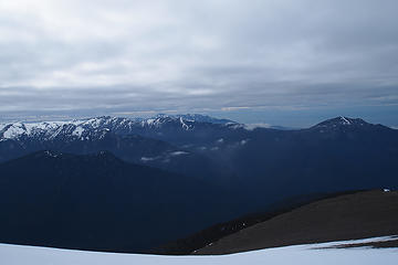 Looking NW from saddle below Grey Wolf at I'm guessing Hurricane Ridge (left) and Deer Park (right)