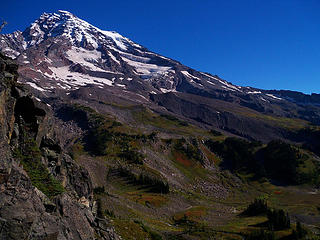 Rainier on the way up Pyramid.