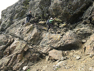 Descending the "step-around ledge"