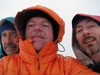 Steve, Rob, Matt on a very cool and windy summit.
