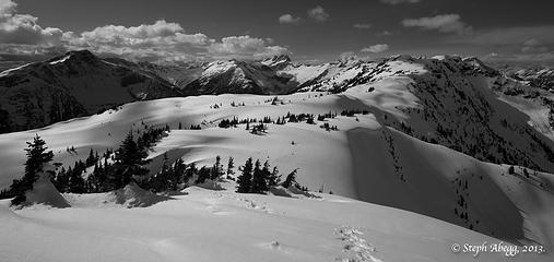 Another black and white photo of Stetattle Ridge.