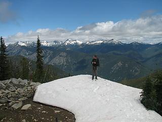 wildernessed on summit of Klone Peak with Chelan Mountains / Emerald Peaks in the background.