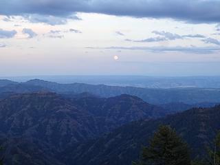 Full moon rising from Oregon Butte.