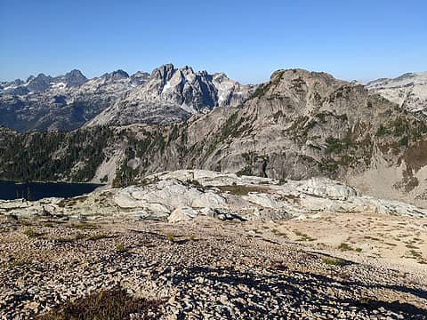 Getting off the scree onto some nicer terrain