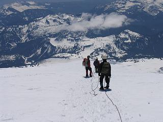 Descending across the summit plateau