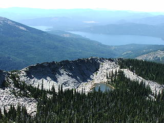 Lake near the summit of the Wigwams, with Priest Lake in the background
