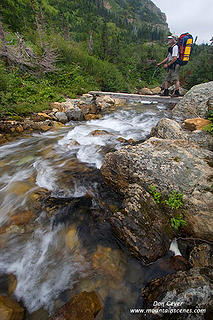 Hiker on Bridge