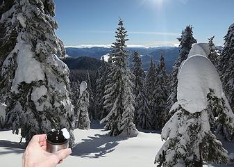 summit tea rimmed with snow