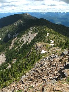 Looking northwest along the ridge to Hooknose Mountain.