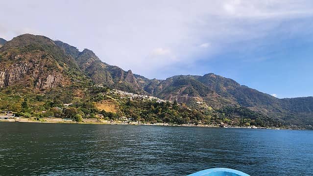 Boating across Lake Atitlan to Panajachel