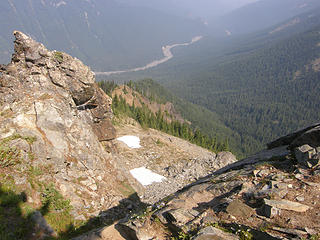 Looking down from Crystal Peak summit area.