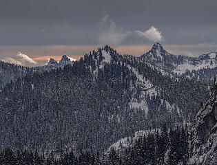 Pt 6085 (C) above the Rainier Fork of the American River, and PK 6400 (R) above Cougar Creek