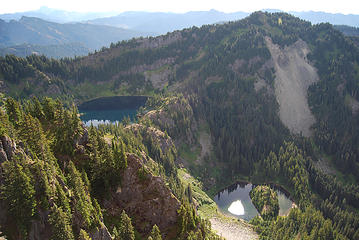 The sister lakes Laura and Lillian below the Rampart Ridge basin.
