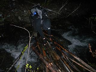 crossing Bean Creek in the dark