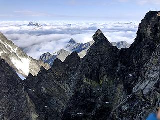 The first 100' of ridge from the gully to the south