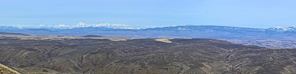 Pano from near the top of the ridge. Big snowy peak is Stuart