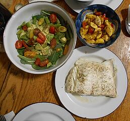 halibut filet with yellow summer squash and salad 102720