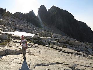 Carla walking the acres of slabs of Gunnshy basin