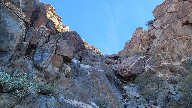 below a vertical rock step