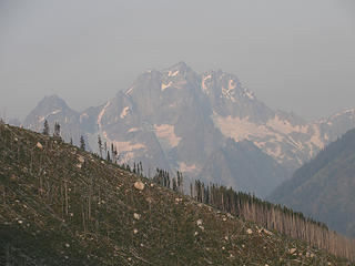 Hazey Mt. Stuart, not a good day for mountain pictures the wildfire smoke had back filled all the valleys and was rising.