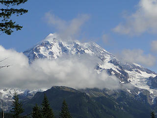 Rainier from viewspot about a mile outside park on Mowich road.