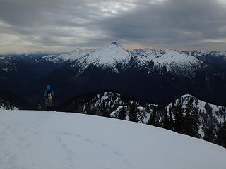 Sloan and Bedal under a cloudy sky.