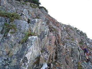 scrambling up to regain the ridge