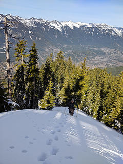 Bryan below. This is one of the steepest parts of the entire ridge.