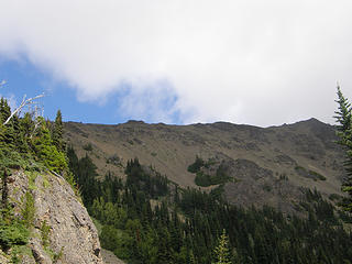Looking back up at Buckhorn ridge from below Marmot Pass.