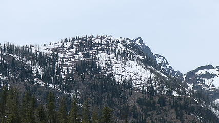 the sharp point isn't the lookout site....it appears as the highest rounded rock knob in this view.