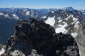False summit from true summit. Route goes around the right edge in this photo