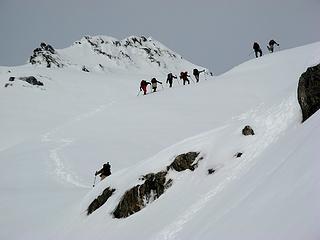 Approaching the summit col