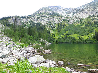 At Louis Lake looking up at Louis Peak.