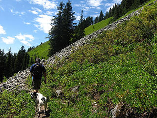 Warren and Jasper on the trail