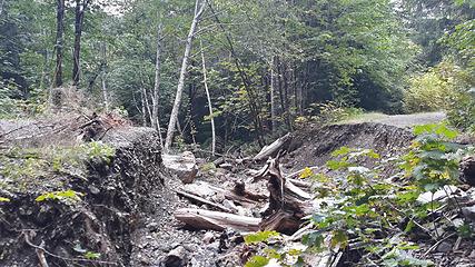 washout on FR 12 near South Fork Nooksack and PNT.