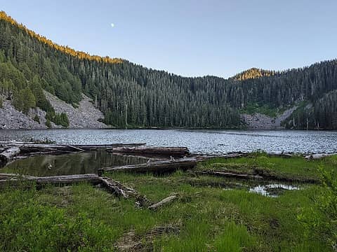 Waxing Gibbous Moon and Dusk from Lower Falls Outlet