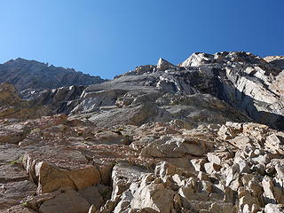 Looking up from the end of the couloir