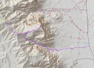 Mt Wilson route. 12.5 mi, 4800 ft.