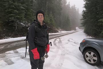 Eric looking oddly expressive where we parked at the junction of Roads 4832 and 124