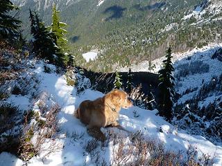 Snowy trail near the top of Bare