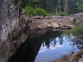 This small pool lies below the giant boulder in the lake outflow.