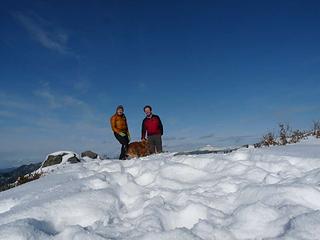 Lonesome climbers at the top of Bare Mtn. with Glacier behind