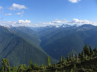 Looking up the Granite Creek valley and Highway 20 from high on Crater Mountain