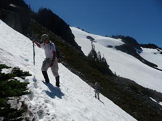 crossing another steep snow field