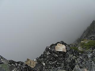 Looing into the precipice, down into Melakwa's basin