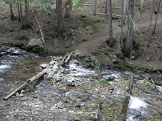 Creek crossing on Crystal Peak trail shortly after fork.