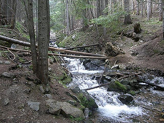 Creek crossing on Crystal Peak trail shortly after fork.