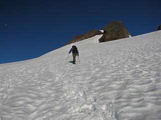 David approacing the false summit