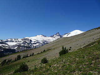 Extensive pumice slopes leading to the summit