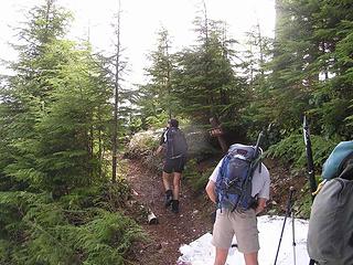 Heading up the trail off of the road at the lower trailhead parking lot